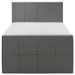 Leen Bakker Boxspring met voetbord Liv geblokt - grijs - 120x200 cm - slanke poot Discount
