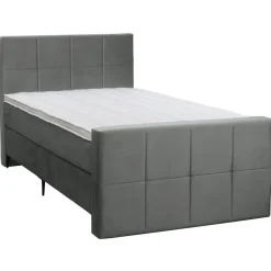 Leen Bakker Boxspring met voetbord Liv geblokt - grijs - 120x200 cm - slanke poot Discount
