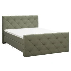 Leen Bakker Boxspring met voetbord Liv geruit - groen - 140x200 cm - slanke poot Best