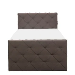 Leen Bakker Boxspring met voetbord Liv geruit - donkerbruin - 120x200 cm - slanke poot New