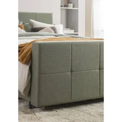 Leen Bakker Boxspring met voetbord Liv geblokt - groen - 120x200 cm - ronde poot