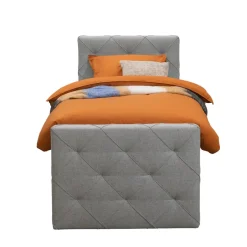 Leen Bakker Boxspring met voetbord Liv geruit - lichtgrijs - 90x200 cm - vierkante poot Discount