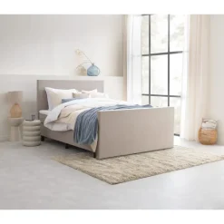 Leen Bakker Boxspring met voetbord Liv egaal - beige - 160x200 cm - slanke poot Hot