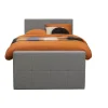 Leen Bakker Boxspring met voetbord Liv geblokt - lichtgrijs - 120x200 cm - vierkante poot Clearance