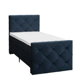 Leen Bakker Boxspring met voetbord Liv geruit - blauw - 90x200 cm - slanke poot Sale