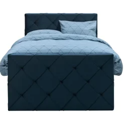 Leen Bakker Boxspring met voetbord Liv geruit - blauw - 120x200 cm - slanke poot Clearance