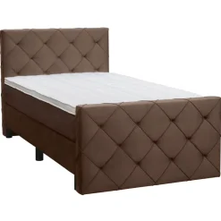 Leen Bakker Boxspring met voetbord Liv geruit - bruin - 120x200 cm - ronde poot New