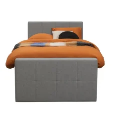 Leen Bakker Boxspring met voetbord Liv geblokt - lichtgrijs - 120x200 cm - slanke poot Online