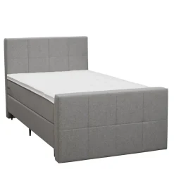Leen Bakker Boxspring met voetbord Liv geblokt - lichtgrijs - 120x200 cm - slanke poot Online