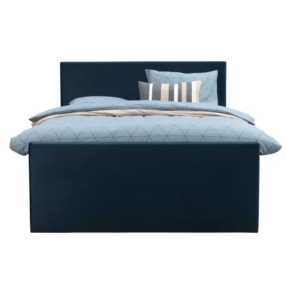 Leen Bakker Boxspring met voetbord Liv egaal - blauw - 180x200 cm - slanke poot Outlet