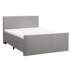 Leen Bakker Boxspring met voetbord Liv egaal - lichtgrijs - 180x200 cm - ronde poot Discount