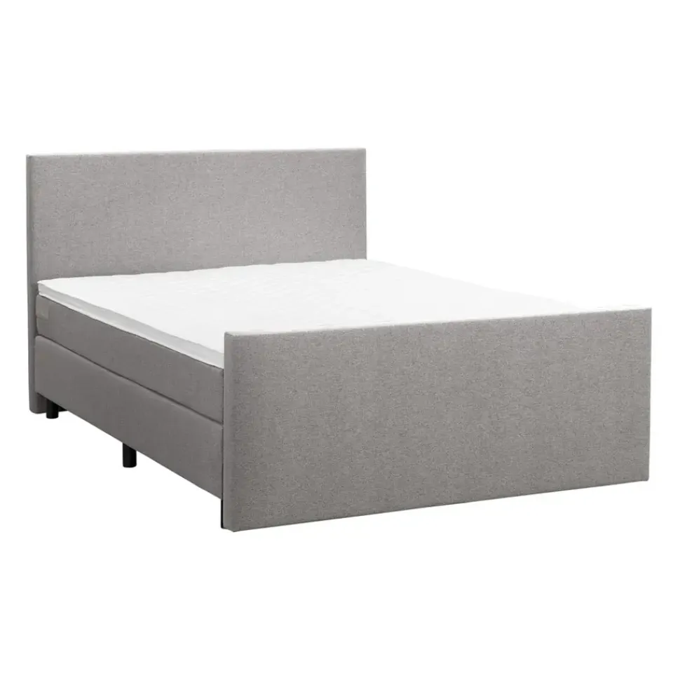 Leen Bakker Boxspring met voetbord Liv egaal - lichtgrijs - 180x200 cm - ronde poot Discount