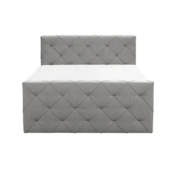 Leen Bakker Boxspring met voetbord Liv geruit - lichtgrijs - 140x200 cm - ronde poot Discount