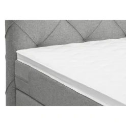 Leen Bakker Boxspring met voetbord Liv geruit - lichtgrijs - 140x200 cm - ronde poot Discount
