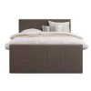 Leen Bakker Boxspring met voetbord Liv geblokt - donkerbruin - 180x200 cm - ronde poot Hot