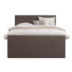 Leen Bakker Boxspring met voetbord Liv geblokt - donkerbruin - 180x200 cm - ronde poot Hot