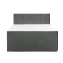 Leen Bakker Boxspring met voetbord Liv geblokt - grijs - 160x200 cm - vierkante poot Clearance