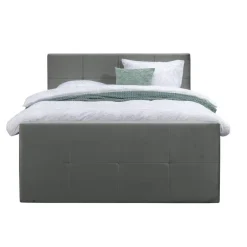 Leen Bakker Boxspring met voetbord Liv geblokt - grijs - 160x200 cm - slanke poot Sale