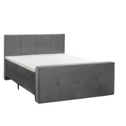 Leen Bakker Boxspring met voetbord Liv geblokt - grijs - 160x200 cm - slanke poot Sale