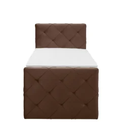 Leen Bakker Boxspring met voetbord Liv geruit - bruin - 90x200 cm - ronde poot Discount