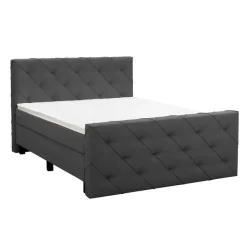 Leen Bakker Boxspring met voetbord Liv geruit - antraciet - 180x200 cm - vierkante poot Clearance
