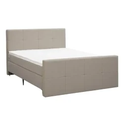 Leen Bakker Boxspring met voetbord Liv geblokt - beige - 180x200 cm - slanke poot
