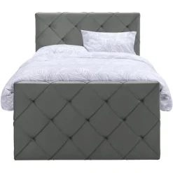 Leen Bakker Boxspring met voetbord Liv geruit - grijs - 120x200 cm - ronde poot New