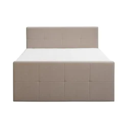 Leen Bakker Boxspring met voetbord Liv geblokt - beige - 160x200 cm - ronde poot Clearance