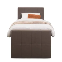 Leen Bakker Boxspring met voetbord Liv geblokt - donkerbruin - 90x200 cm - ronde poot New