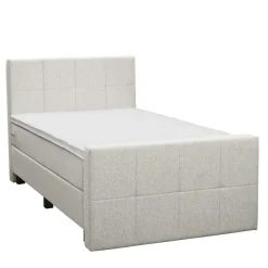 Leen Bakker Boxspring met voetbord Liv geblokt - ecru - 120x200 cm - vierkante poot Sale