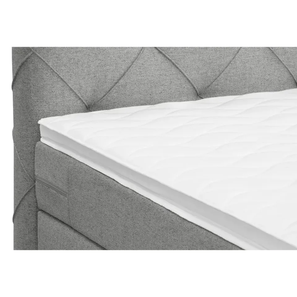 Leen Bakker Boxspring met voetbord Liv geruit - lichtgrijs - 160x200 cm - ronde poot Sale