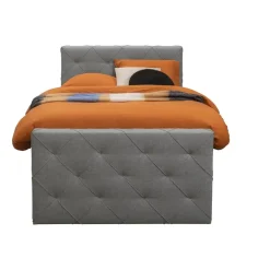 Leen Bakker Boxspring met voetbord Liv geruit - lichtgrijs - 120x200 cm - vierkante poot Hot