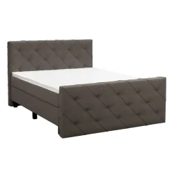 Leen Bakker Boxspring met voetbord Liv geruit - donkerbruin - 180x200 cm - vierkante poot Discount