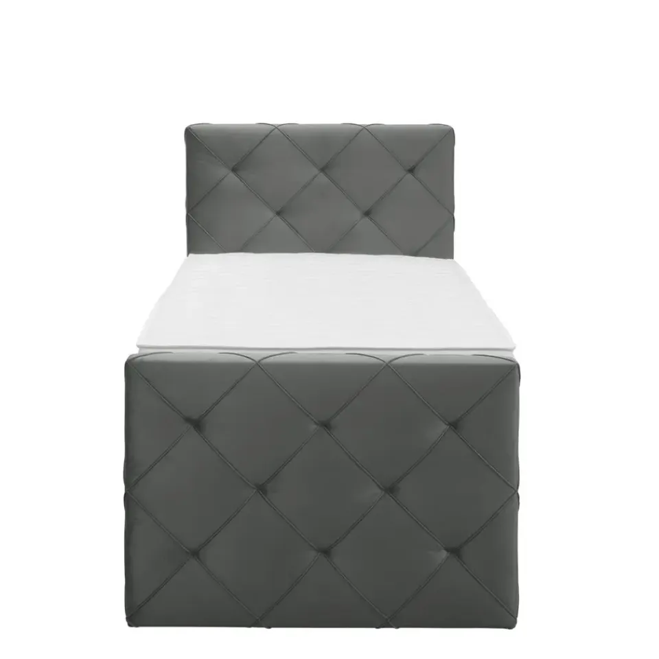 Leen Bakker Boxspring met voetbord Liv geruit - grijs - 90x200 cm - ronde poot Best