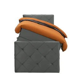 Leen Bakker Boxspring met voetbord Liv geruit - grijs - 90x200 cm - ronde poot Best