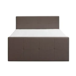 Leen Bakker Boxspring met voetbord Liv geblokt - donkerbruin - 180x200 cm - slanke poot Discount