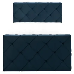 Leen Bakker Boxspring met voetbord Liv geruit - blauw - 120x200 cm - vierkante poot Online