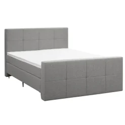Leen Bakker Boxspring met voetbord Liv geblokt - lichtgrijs - 180x200 cm - slanke poot Discount