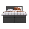 Leen Bakker Boxspring met voetbord Liv geblokt - antraciet - 180x200 cm - vierkante poot Sale