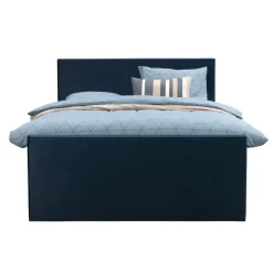 Leen Bakker Boxspring met voetbord Liv egaal - blauw - 140x200 cm - slanke poot Online