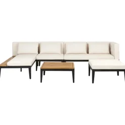 Leen Bakker BRACCIANO - Loungeset 4-zits met ottomaan - Lichtbeige - Acaciahout New