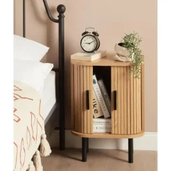 Beliani BRADLEY - Nachtkastje - Lichthout/Zwart - MDF Best