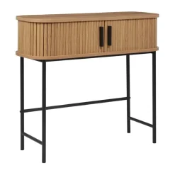 Beliani BRADLEY - Sidetable - Lichthout/Zwart - MDF Clearance