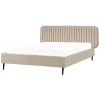 Beliani BRIN - Tweepersoonsbed - Taupe - 140 x 200 cm - Fluweel New