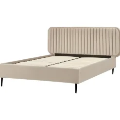 Beliani BRIN - Tweepersoonsbed - Taupe - 140 x 200 cm - Fluweel New