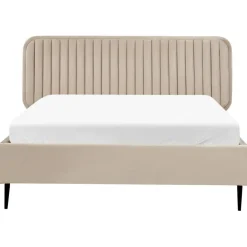Beliani BRIN - Tweepersoonsbed - Taupe - 140 x 200 cm - Fluweel New