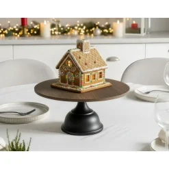 Leen Bakker BRIOCHE - Gebaksstandaard - Zwart/Licht hout - IJzer/Hout