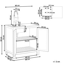 Leen Bakker BRUCOLI - Buitenkeukenkast met spoelbak - Bruin/Zwart - Acaciahout Sale