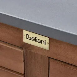 Leen Bakker BRUCOLI - Buitenkeukenkast met spoelbak - Bruin/Zwart - Acaciahout Sale