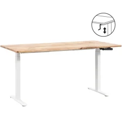 Homeworx Bureau zit/sta handmatig verstelbaar - mangohout/wit - 75/118x160x80 cm Outlet